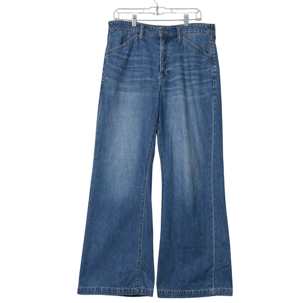 Sundance Greta Wide Leg Jeans Women 29 Blue Denim Button Fly High Rise